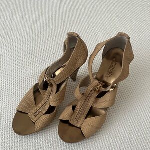 MICHAEL Michael Kors Tan Pumps with Gold Heel